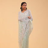 Seafoam Green Tissue Handcrafted Saree