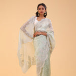 Seafoam Green Tissue Handcrafted Saree