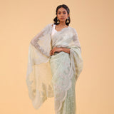 Seafoam Green Tissue Handcrafted Saree