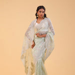 Seafoam Green Tissue Handcrafted Saree