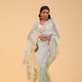 Seafoam Green Tissue Handcrafted Saree
