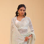 Seafoam Green Tissue Handcrafted Saree