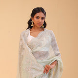 Seafoam Green Tissue Handcrafted Saree