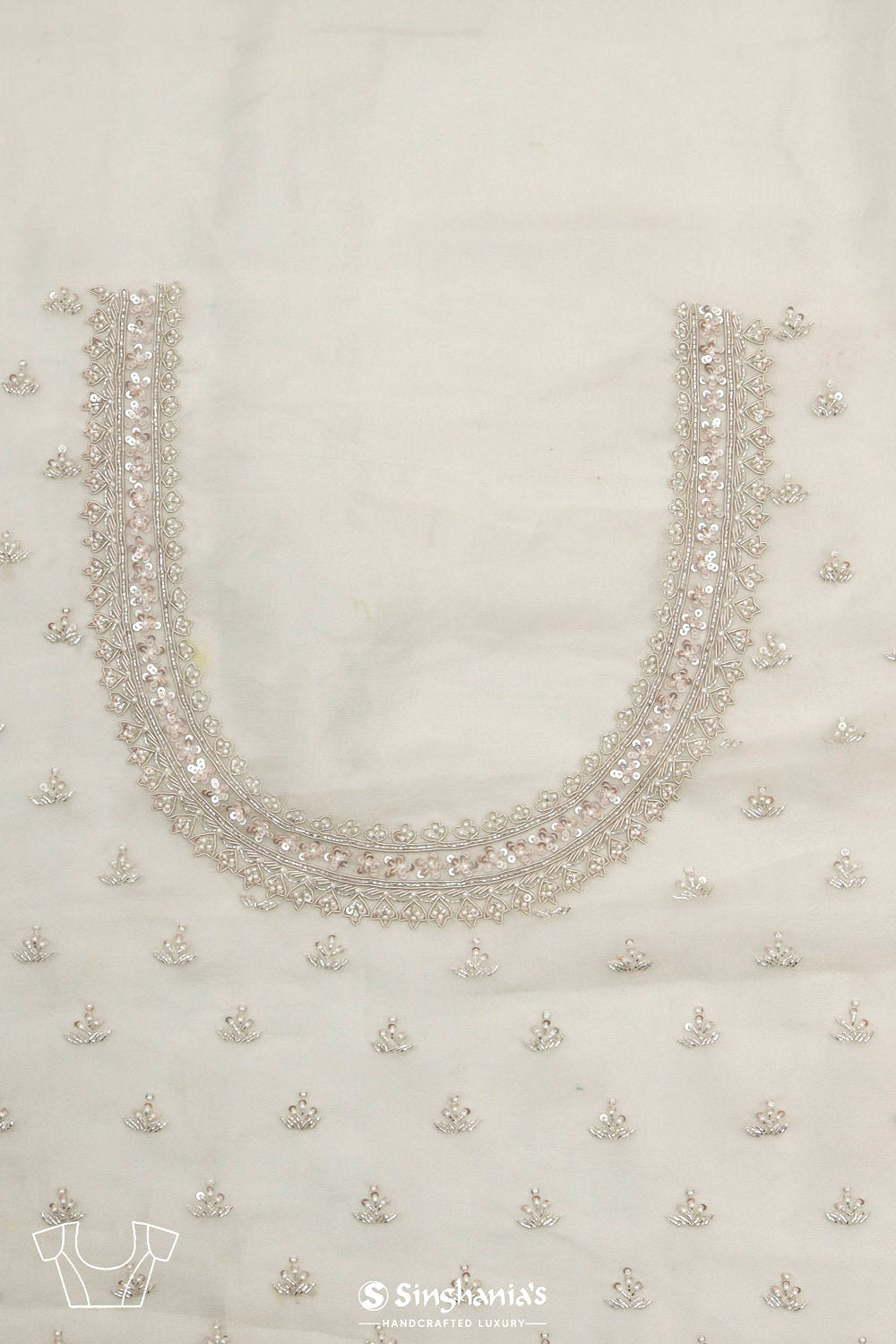 Seafoam Green Tissue Handcrafted Saree