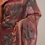 Sovereign Purple Tissue Handcrafted Saree