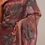 Sovereign Purple Tissue Handcrafted Saree