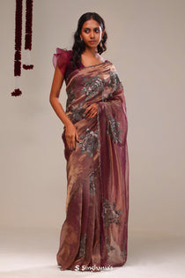 Sovereign Purple Tissue Handcrafted Saree
