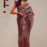 Sovereign Purple Tissue Handcrafted Saree