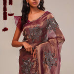 Sovereign Purple Tissue Handcrafted Saree