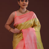 Royal Yellow Kanjivaram Silk Saree With Contrast Border