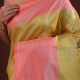 Royal Yellow Kanjivaram Silk Saree With Contrast Border