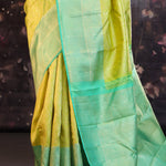 Chinese Green Kanjivaram Silk Saree With Contrast Border