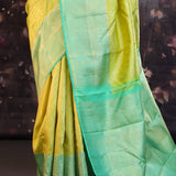 Chinese Green Kanjivaram Silk Saree With Contrast Border