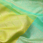 Chinese Green Kanjivaram Silk Saree With Contrast Border
