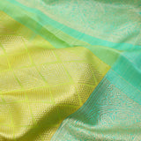 Chinese Green Kanjivaram Silk Saree With Contrast Border