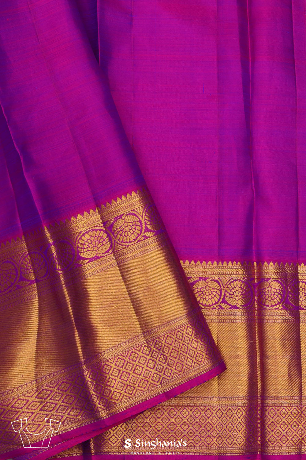 Munsel Blue Kanjivaram Silk Saree With Contrast Border
