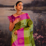 Green Purple Striped Kanjivaram Silk Saree