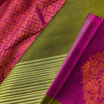 Green Purple Striped Kanjivaram Silk Saree