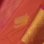 Deep Orange Kanjivaram Silk Saree With Contrast Border