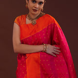 Crimson Red Kanjivaram Silk Saree With Contrast Border