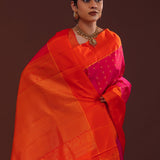 Crimson Red Kanjivaram Silk Saree With Contrast Border
