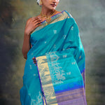 Mosaic Blue Butti Kanjivaram Silk Saree