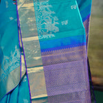 Mosaic Blue Butti Kanjivaram Silk Saree