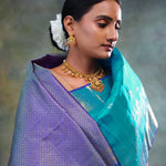 Mosaic Blue Butti Kanjivaram Silk Saree