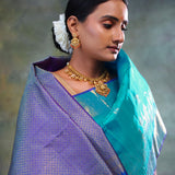 Mosaic Blue Butti Kanjivaram Silk Saree