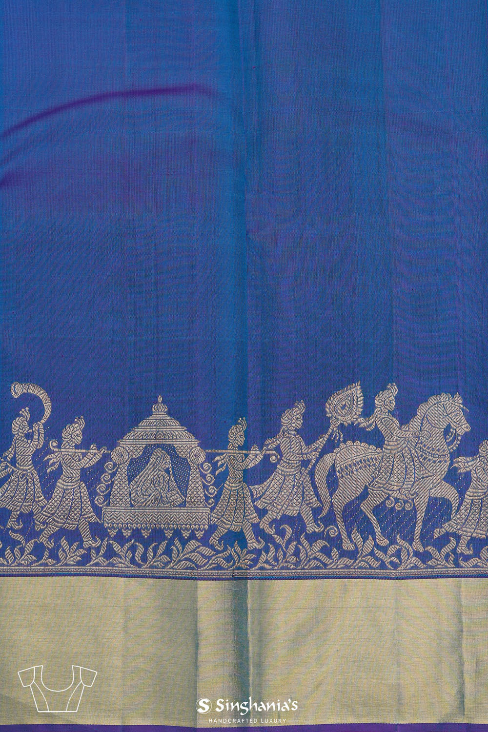 Mosaic Blue Butti Kanjivaram Silk Saree