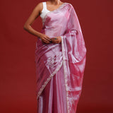 Passion Pink Silk Crafted Saree