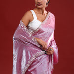 Passion Pink Silk Crafted Saree