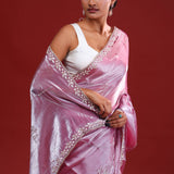 Passion Pink Silk Crafted Saree