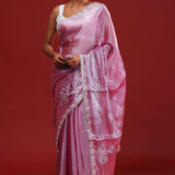 Passion Pink Silk Crafted Saree