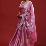 Passion Pink Silk Crafted Saree