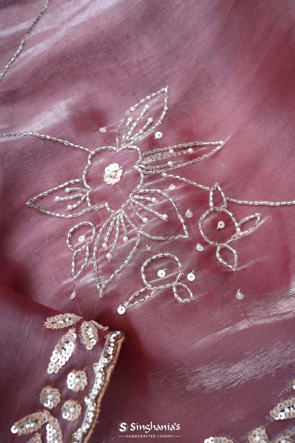 Passion Pink Silk Crafted Saree