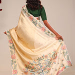 Light Gold Tissue Saree With Threadwork Embroidery