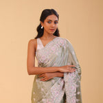 Celadon Gold Tissue Handcrafted Saree