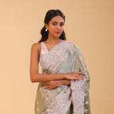 Celadon Gold Tissue Handcrafted Saree