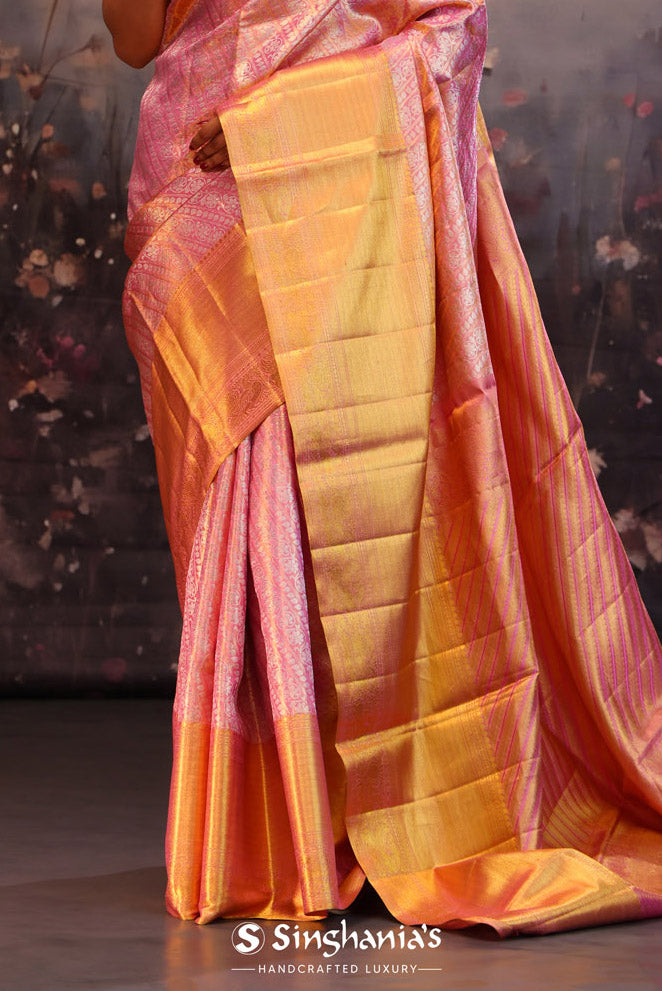 Persian Pink Jaal Kanjivaram Silk Saree