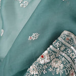 Eucalyptus Green Crafted Buttis Organza Saree