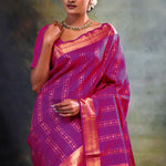 Magenta Purple Stripe Kanjivaram Silk Saree