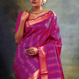 Magenta Purple Stripe Kanjivaram Silk Saree