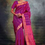 Magenta Purple Stripe Kanjivaram Silk Saree