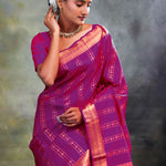 Magenta Purple Stripe Kanjivaram Silk Saree