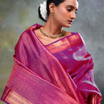 Magenta Purple Stripe Kanjivaram Silk Saree