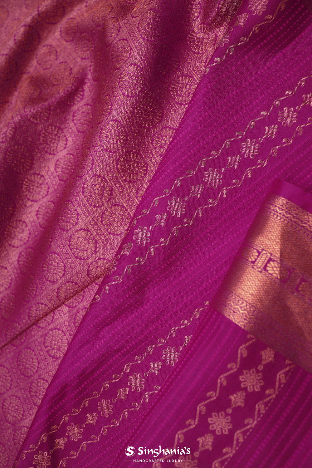 Magenta Purple Stripe Kanjivaram Silk Saree