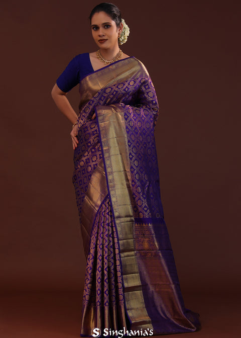 <img> Deep Violet Kanjivaram Silk Saree