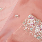 Apricot Peach Crafted Jaali Tissue Saree