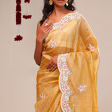 Harvest Gold Tissue Handcrafted Saree